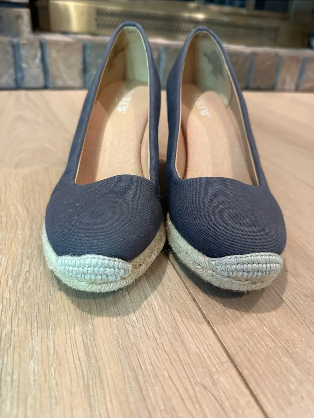 J Crew Charcoal Canvas Espadrille Wedge Pumps